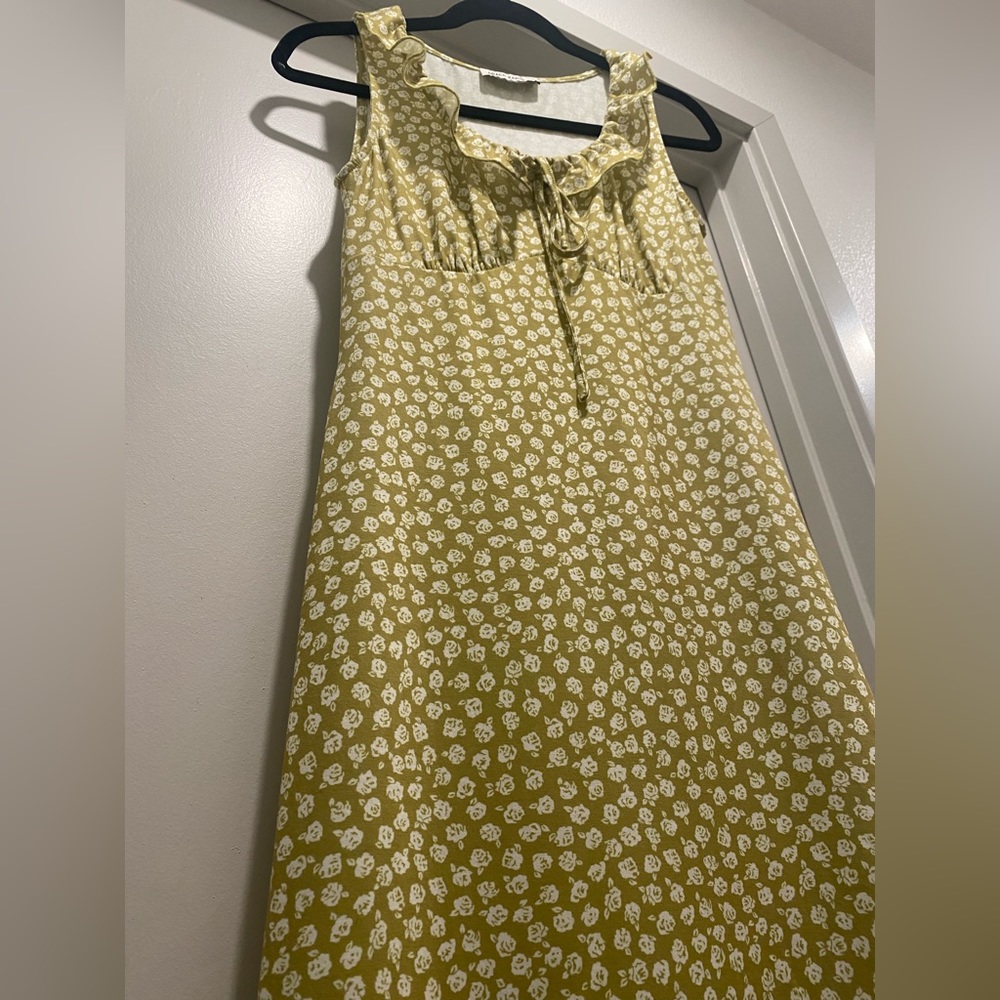 Grace Karin Olive Green Floral Midi Dress with White Print - Picture 10 of 16